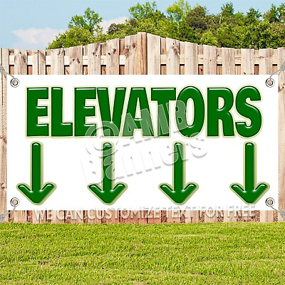 #ad ELEVATORS DOWN WH GR Advertising Vinyl Banner Flag Sign Many Sizes DIRECTIONAL $210.67