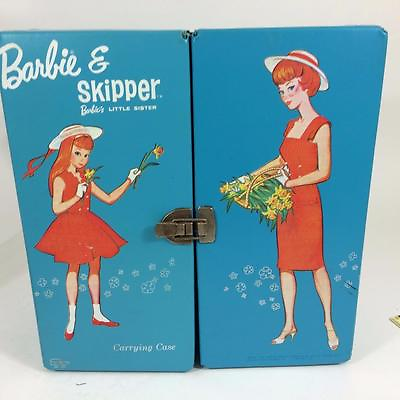 #ad Barbie Skipper 1964 Double Doll Carrying Case Blue Trunk Sheath Sensation SPP $39.99