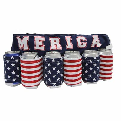 #ad Beer Belt quot;MERICAquot; Holds 6 Pack Gag Gift White Elephant Office Party Novelty $8.79