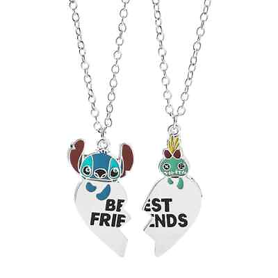 #ad 2 x Lilo amp; And Stitch Necklace Pendant Charm Disney Best Friend Friends Chain GBP 6.99