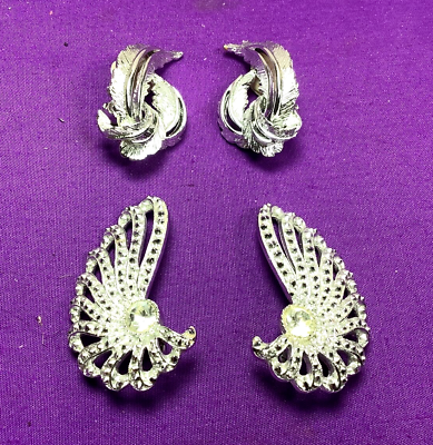 #ad 1960s LOT Sarah Coventry UP THE EAR SILVERTONE Clip Earrings EE94 $13.99