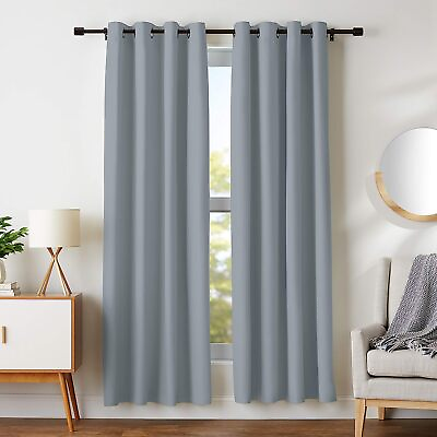 #ad Mcgowen Gray Curtain Panels Room Darkening 100% Cotton With Grommets 52x84in $53.91