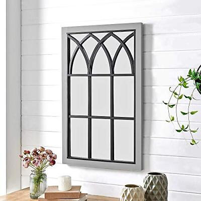 #ad FirsTime amp; Co. Gray Grandview Arched Window Mirror Rectangular Wall Mounted Mi $88.34