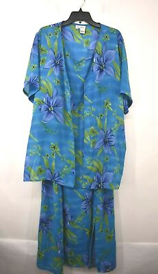 #ad Rene Margo Women Floral Short Sleeve Blazer Slit Sheath Dress 2 Piece Suit 24W $32.00
