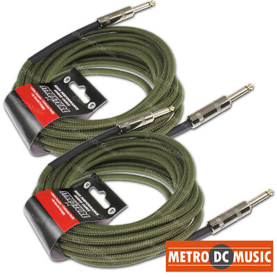 #ad 2 Pack Strukture 18.5 ft Woven Military Green Guitar Instrument Cable Lifetime $32.09
