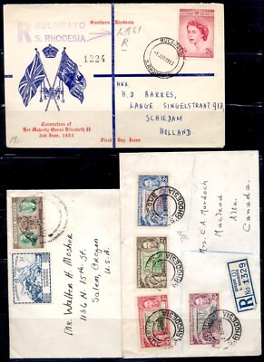 #ad SOUTHERN RHODESIA SEL OF 4 DIFF 1930#x27;s 50#x27;s COVERS ABROAD $40.00