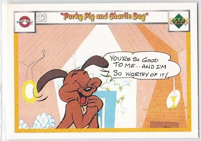 #ad N 1990 Upper Deck Looney Tunes Comic Ball Card #23 32 Porky Pig and Charlie Dog $1.99
