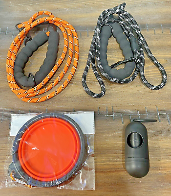 #ad 2Pk Dog Leash And Accessories 6Ft Black And Orange Thick Nylon Rope $10.99