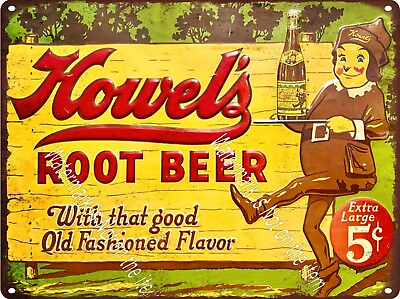 #ad Howels Root Beer 5 Cent Bottle Soda Cola Old Fashion Metal Sign 9x12quot; A871 $24.95