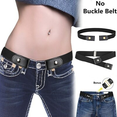 #ad Buckle Free Belt Comfortable Stretch Elastic Waist Belt Invisible Belt for Jeans $6.40