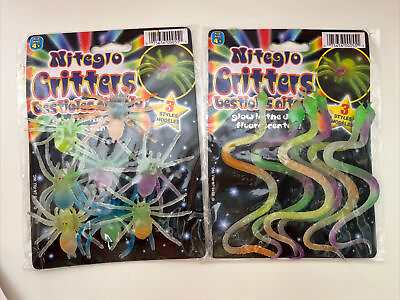 #ad JA RU Inc. Toys Stick On Glow in the Dark NITEGLO Critters 2 pack Spiders Snakes $14.99