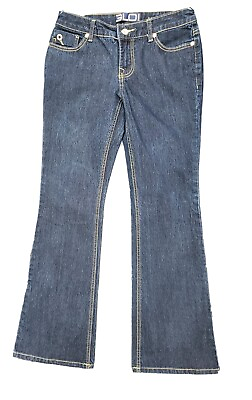 #ad GLO Size 5 Flared Leg Gold Metallic Thread Jean $19.99