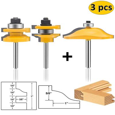 #ad 3 PCS 1 4quot; Shank Router Bit Carbide Milling Cutters for Cabinet Door Woodworking $24.98