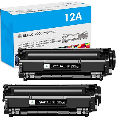 #ad 2 PACK Q2612A For HP 12A Toner Cartridge LaserJet 1020 1018 1010 1012 3050 3020 $19.95
