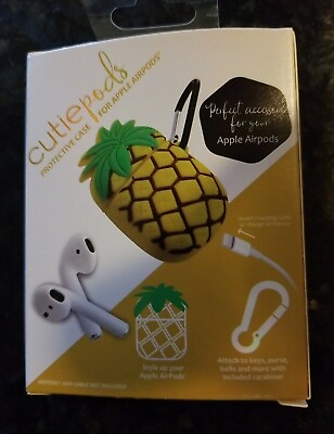 #ad Cutie Pods Yellow Brown Green Pineapple Rubber Airpods Cute CASE w Clip $4.99