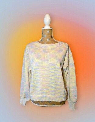 #ad SHEIN Fuzzy PASTEL Sweater Women#x27;s Size Medium Long Sleeve Boat Neck $17.99