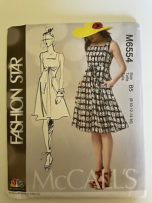 #ad McCalls Sew Pattern M6554 Misses Dress Belt Sundress SZ 8 16 Uncut Fashion Star $12.99
