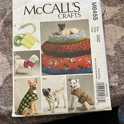 McCall#x27;s Craft Sewing Pattern DOG Bed Harness Vest Coat M5455 S M L XL UC $7.00