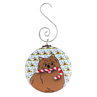 #ad Chocolate Pomeranian Dog Candy Cane Christmas Holiday Ornament Collectible Decor $9.00