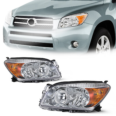 #ad For 2006 2007 2008 Toyota RAV4 Headlights Headlamps Chrome LeftRight Pair Set $89.99