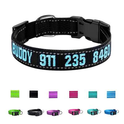 Custom Embroidered Personalized Dog Collar Nylon Adjustable Name Number Durable $9.99
