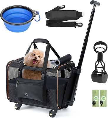#ad Lekereise Dog Carrier with Wheels Airline Approved Rolling Pet Carriers for Dogs $76.67