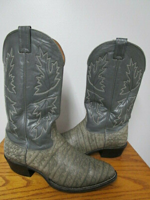 #ad Nocona Mens Sz 9.5 D Gray Exotic Print Leather Roper Cowboy Western Boots $125.00