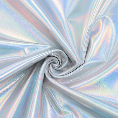 #ad 1 Yard Iridescent Silver Metallic Foil Fabric for DIY Costumes Crafts AU $21.99