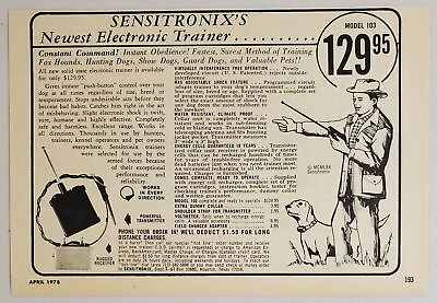 #ad 1978 Print Ad Sensitronix Electronic Dog Trainers HoustonTexas $9.88