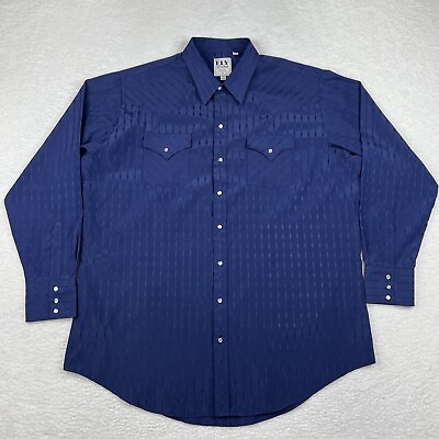 #ad Ely Cattleman Shirt Mens 2XLT Tall Blue Pearl Snap Long Sleeve Western Rodeo $18.88