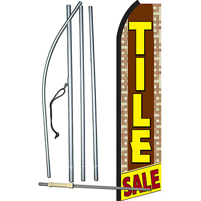 #ad Tile Sale Brown And Yellow Flag with Flag Pole and Spike $67.15