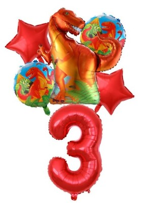 #ad Dinosaur Balloon Set Age 3 Birthday Party Foil Decorations 3rd Birthday T Rex GBP 8.99