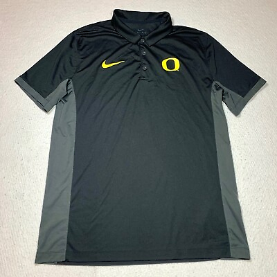 #ad Nike Golf Football Oregon Ducks Dri Fit Polo Men’s Size L Collared Shirt Logo $22.97