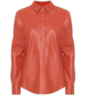 #ad Shirt Women Soft Designer Leather Casual Stylish Red Genuine Handmade Lambskin $115.20