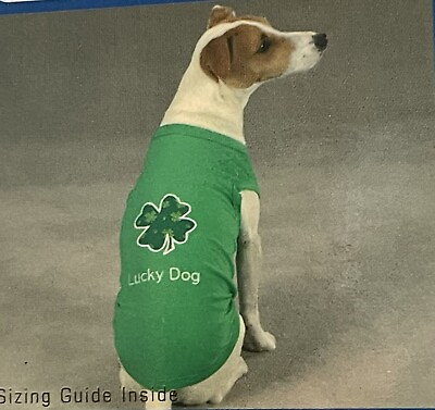 #ad #ad Casual Canine Lucky Dog Tank SZ Medium Embroidered Trim Four Leaf Clover New $8.25