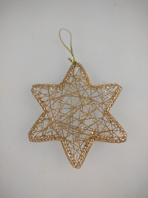 #ad 4quot; Tall Northlight Gold Starburst with Glitter wire Christmas Ornament $7.87