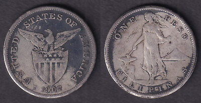 #ad 1 Peso 1907 S US Philippine United States of America Coin Sea Salvage #SS11 $32.00