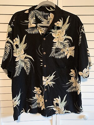 #ad Cherokee Hawaiian Button Up Shirt Tropical Floral Men#x27;s Size Large Resort Wear $18.95