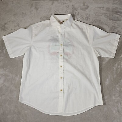 #ad Island Republic Shirt Mens Large White Cotton Flamingos Hawaiian Lightweight $18.55