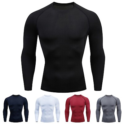 #ad Mens Fitness Long Sleeve Running Sports T Shirt Men Thermal Muscle Athletic $14.87