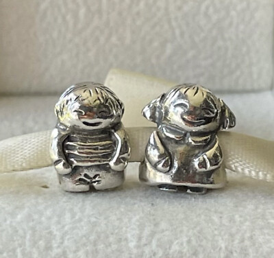 #ad Authentic Pandora Sterling Silver 925 Boy and Girl Set Charm $45.00