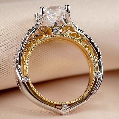 #ad Real Moissanite 2Ct Princess 14K White amp; Yellow Gold Plated Bridal Wedding Ring $150.53