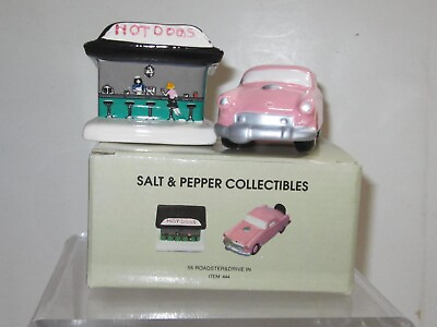 #ad A Vintage Ford 1956 T Bird Roadster Car amp; Drive In Salt and Pepper Shakers #444 $26.30