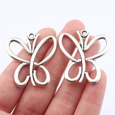 #ad 10 Tibetan Silver Butterfly Charms Pendants for Jewellery Making 40x35mm GBP 4.50