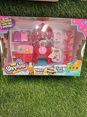 #ad Shopkins Sweet Spot Playset Ages 5 Toy Play Food Fair Candy Cart Lollipop Ride $39.99