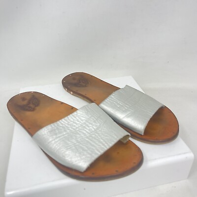 #ad BEEK Mockingbird Slide Sandal Women Size 7 Metallic Silver Slip On Anthropologie $28.00