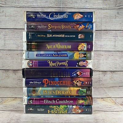 #ad Lot Of 11 Disney Kids Family VHS Clamshell Movies Cinderella Sleeping Beauty $19.99