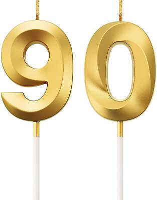 #ad Birthday Candle Gold Number 90 BIG 13cm 90th Party Cake Decoration Anniversary GBP 4.95