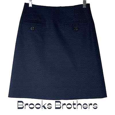 #ad Brooks Brothers Navy Blue Polka Dot Cotton Academia Prep Skirt NWOT $39.00