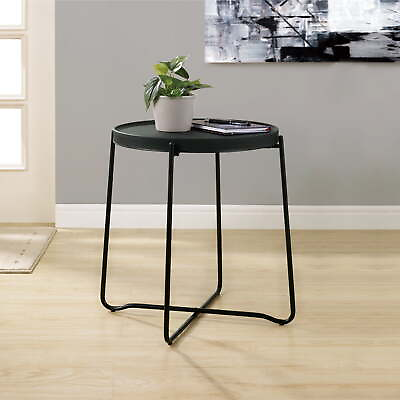 #ad Foldable Round Side Table Black Finish $13.15
